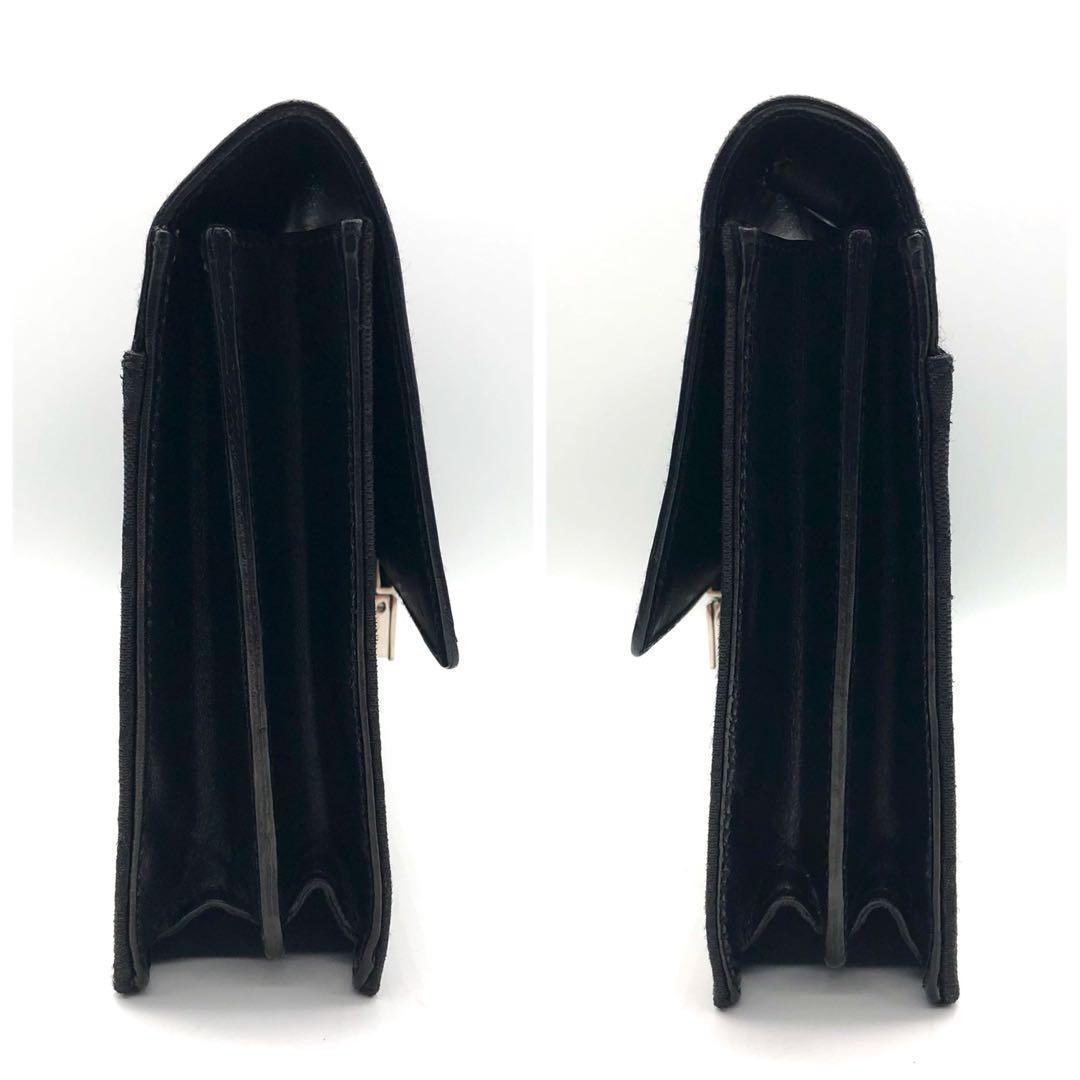 【美品】GUCCI クラッチバッグ レザー GGキャンバス 持ち手あり ブラック