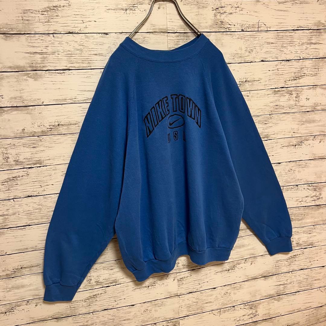 1015【人気XLサイズ】ナイキ♤刺繍ビッグロゴ　90s 銀タグ　スウェット希少