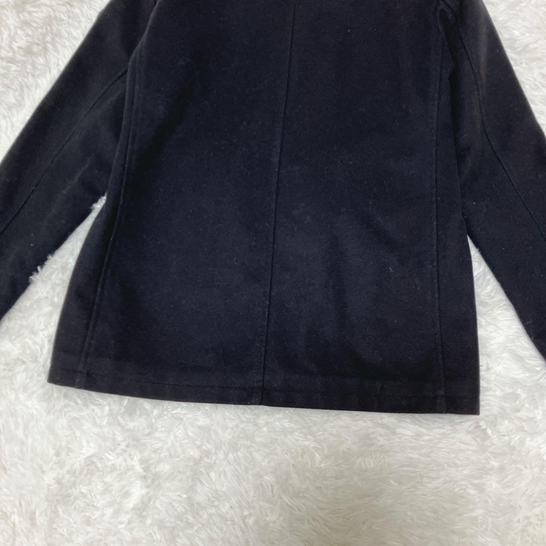 【美品】 Burberry カシミヤ混 ピーコート ネイビー ダブル チェック