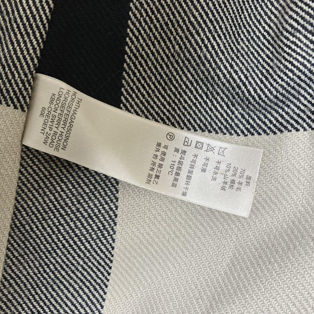 【美品】 Burberry カシミヤ混 ピーコート ネイビー ダブル チェック