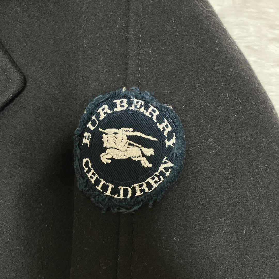 【美品】 Burberry カシミヤ混 ピーコート ネイビー ダブル チェック