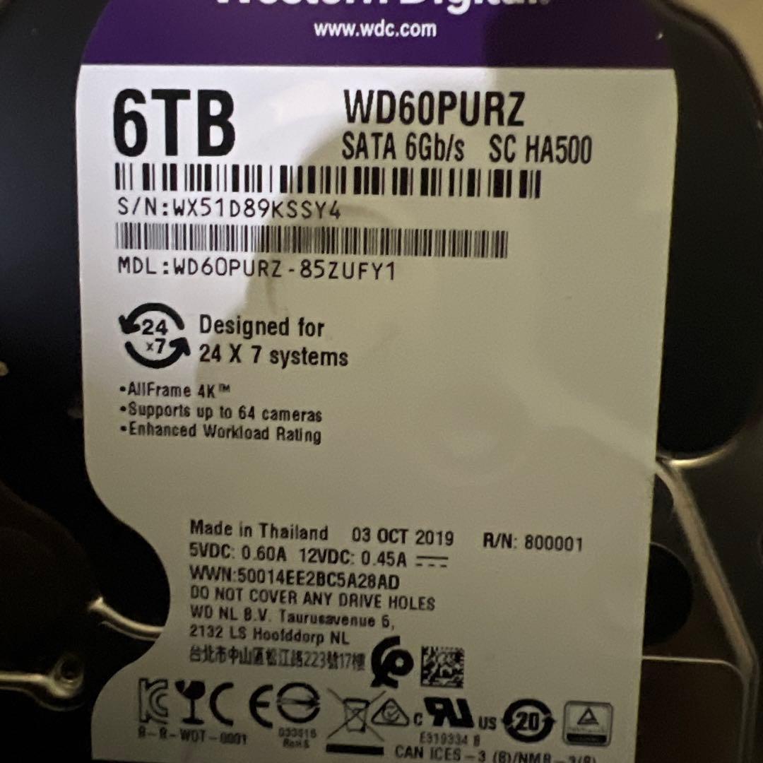 WD Purple 6内蔵型5台セット合計30TBハードディスクドライ