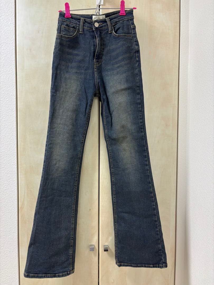 YILON semi flare denim フレアデニム ブルー S