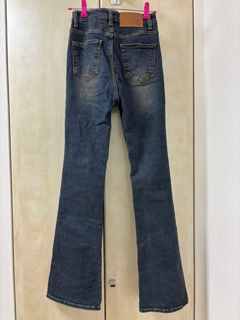 YILON semi flare denim フレアデニム ブルー S