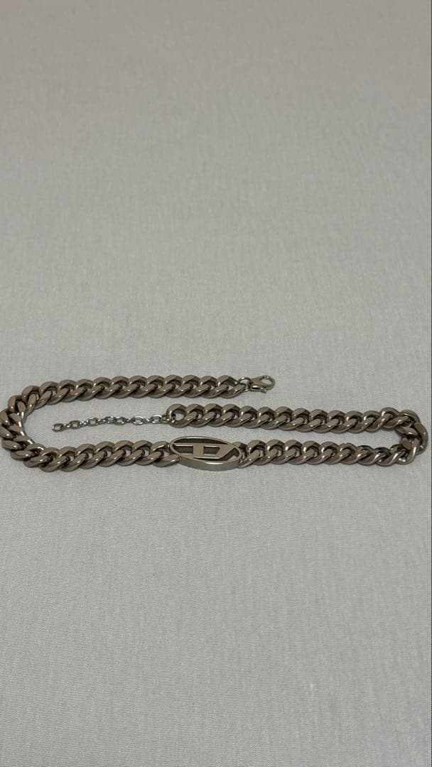 DIESEL ロゴプレート ステンレススチール チェーンネックレス Dx1433