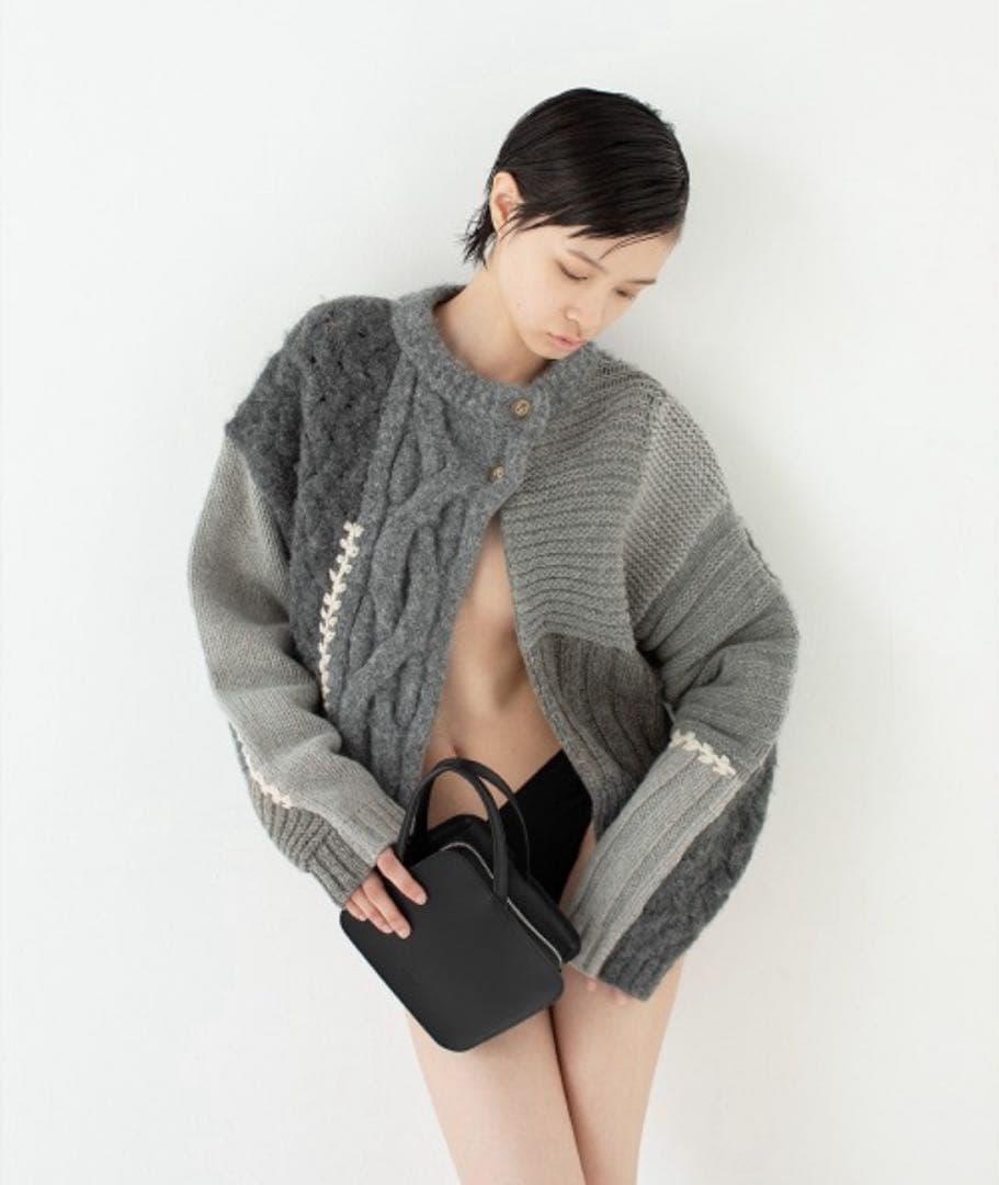 leinwande Intarsia Cable Cardigan グレー