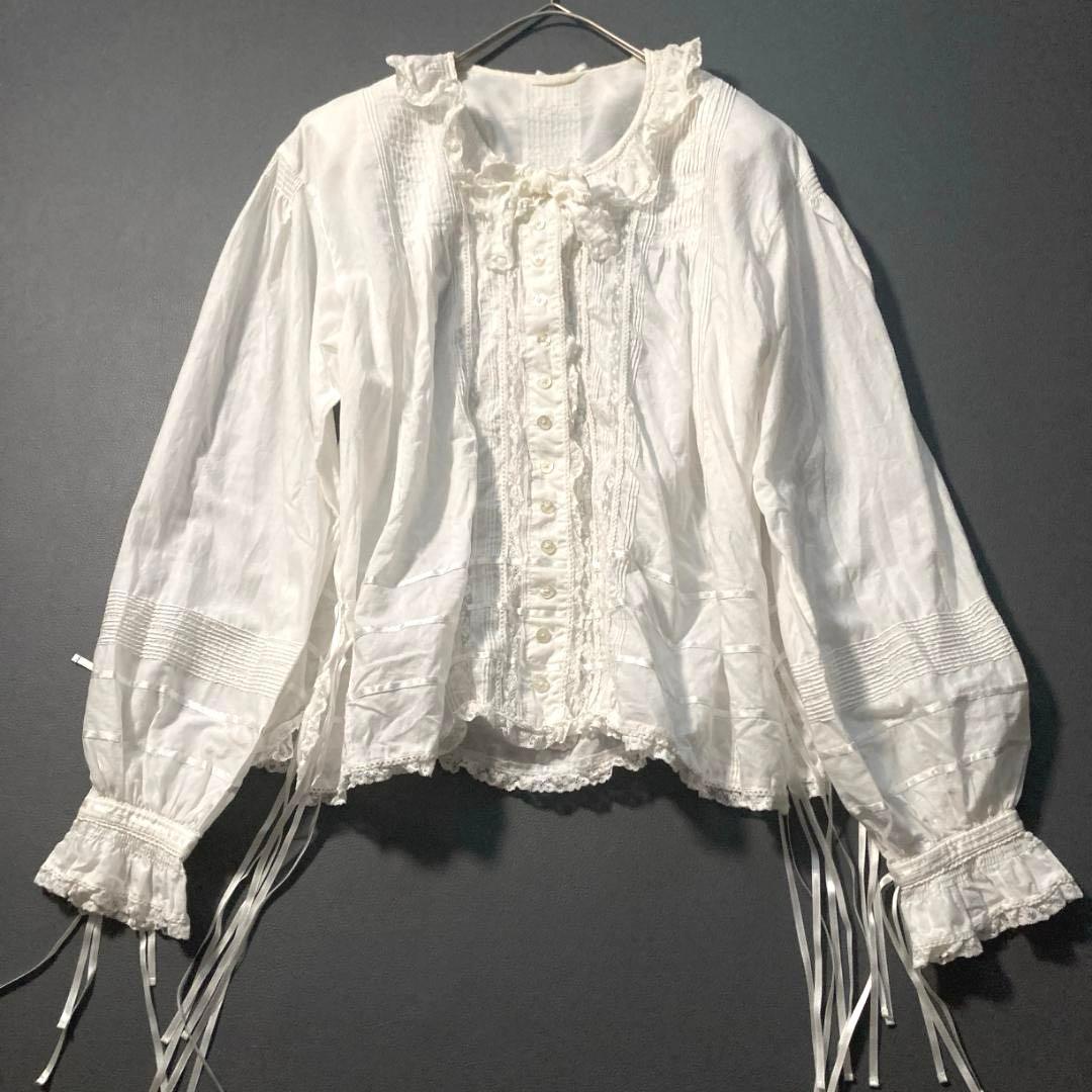 x*x様 【希少ビンテージ】ピンクハウス　綿ローン 長袖ブラウス フリル リボン
