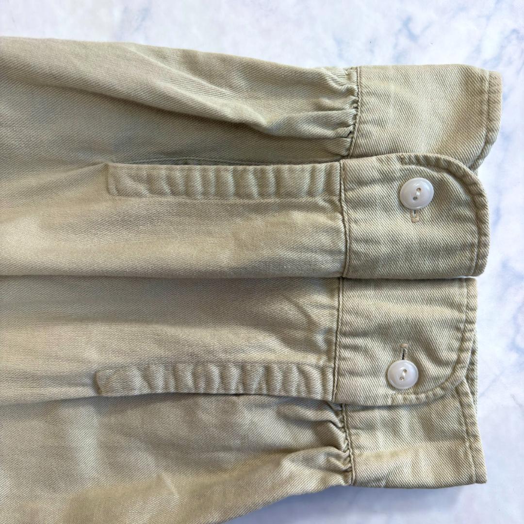 アットラスト AtLast ワークシャツ 長袖 ベージュ 14 1/2 tz4