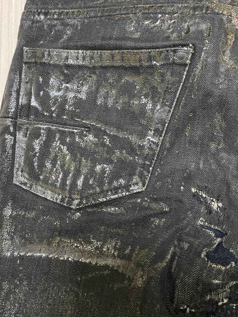 dior homme デニム ラスターコーティング デニム デストロイ