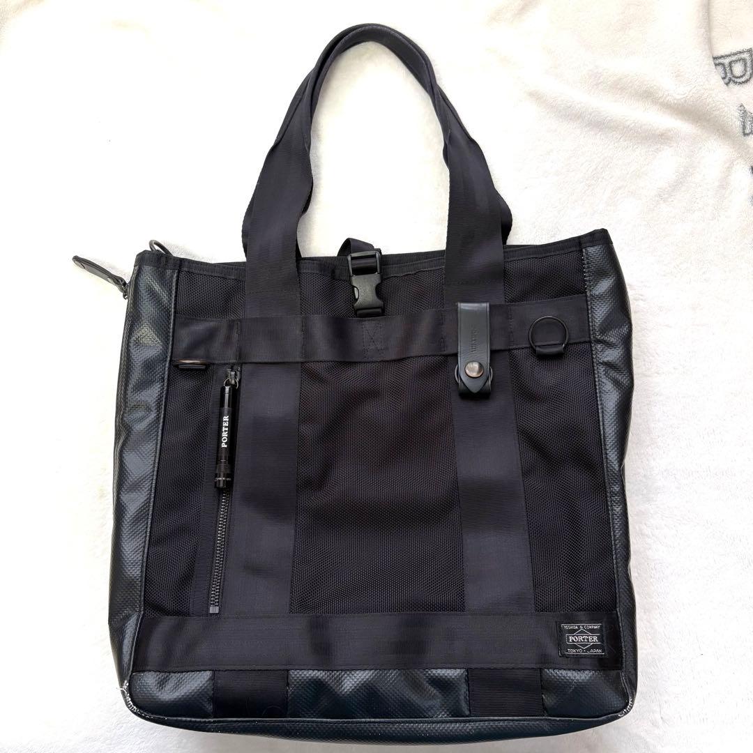 （値下）ポーターPORTERヒートHEAT トートバッグ 黒 吉田カバ 2way