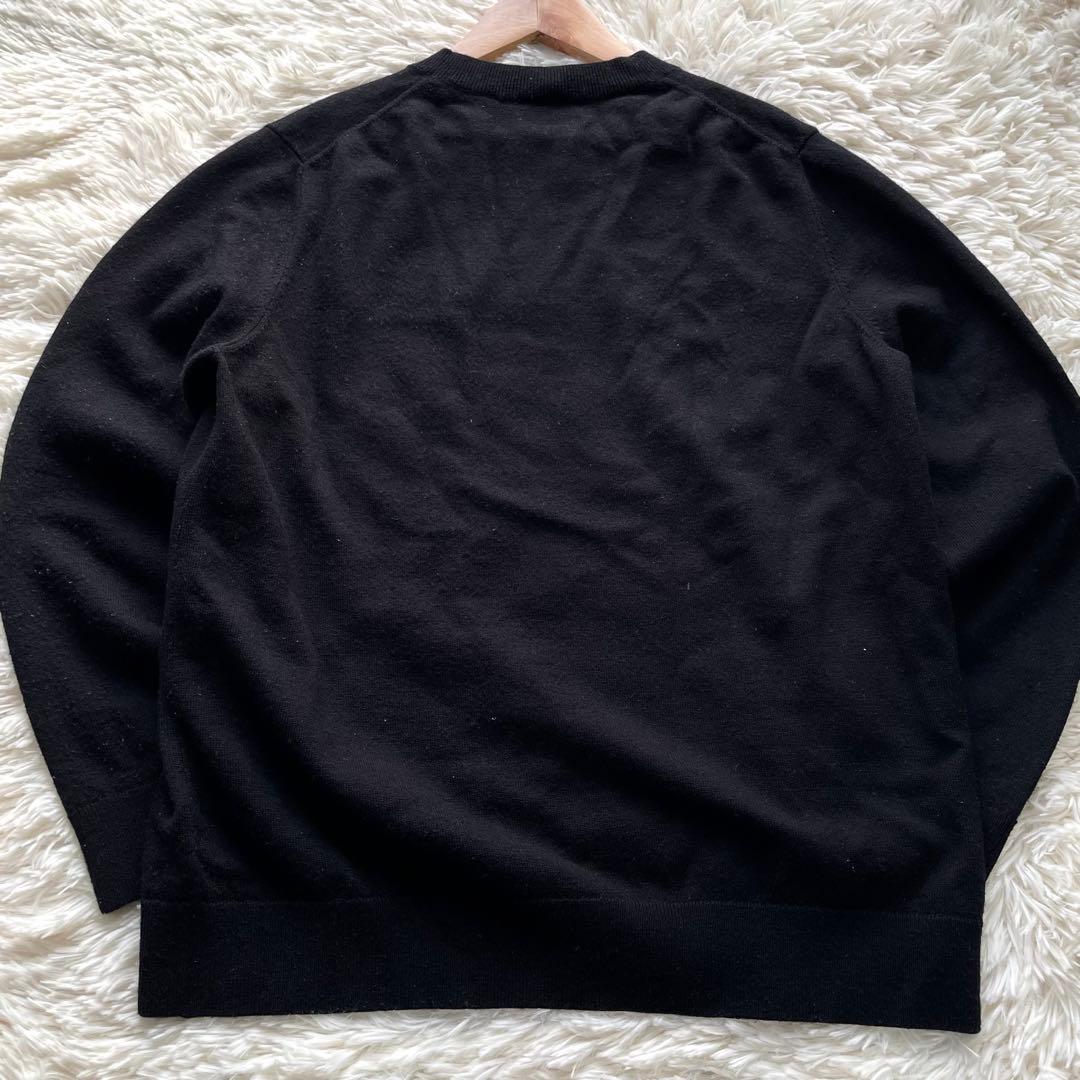 美品✨バーバリー　ニット　セーター　ストレッチ　現行タグ　ロゴ　黒　L
