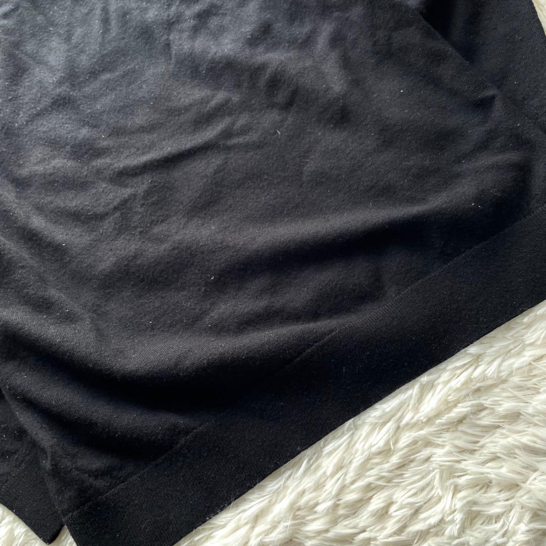 美品✨バーバリー　ニット　セーター　ストレッチ　現行タグ　ロゴ　黒　L