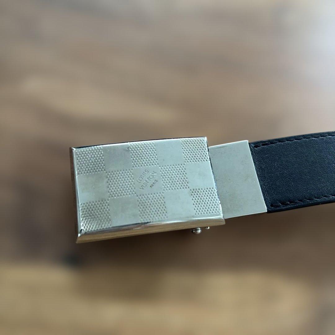 ルイヴィトン☆レザー ベルト チェッカーパターン バックル