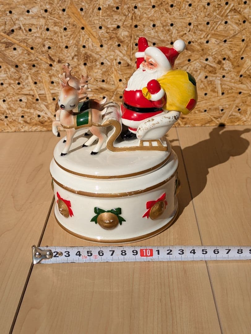 レア！　ヴィンテージ レフトン サンタ&トナカイ クリスマス 蓋付きキャンディ皿
