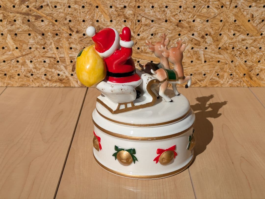 レア！　ヴィンテージ レフトン サンタ&トナカイ クリスマス 蓋付きキャンディ皿