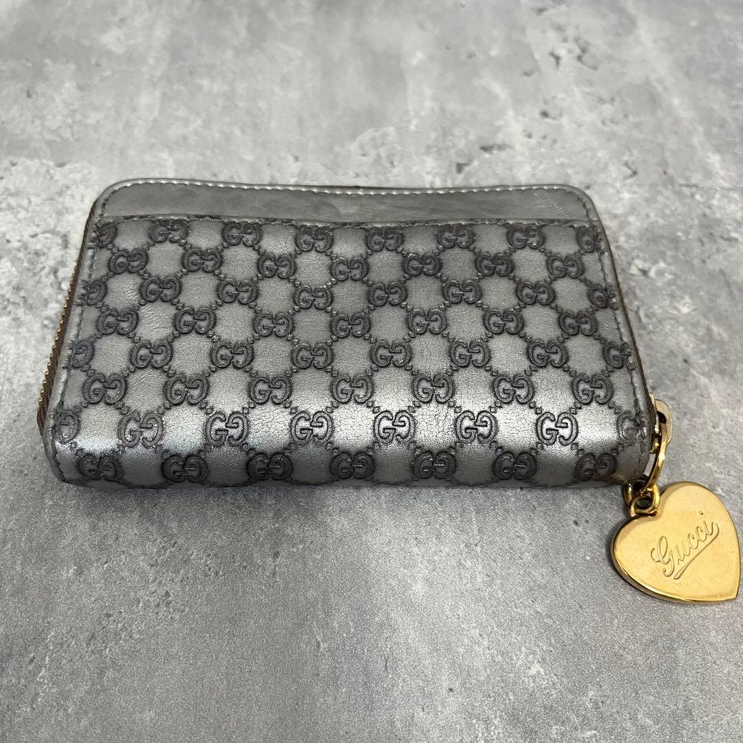 極美品✨ GUCCI ミニ 財布 ラウンドファスナー マイクロシマ レザー