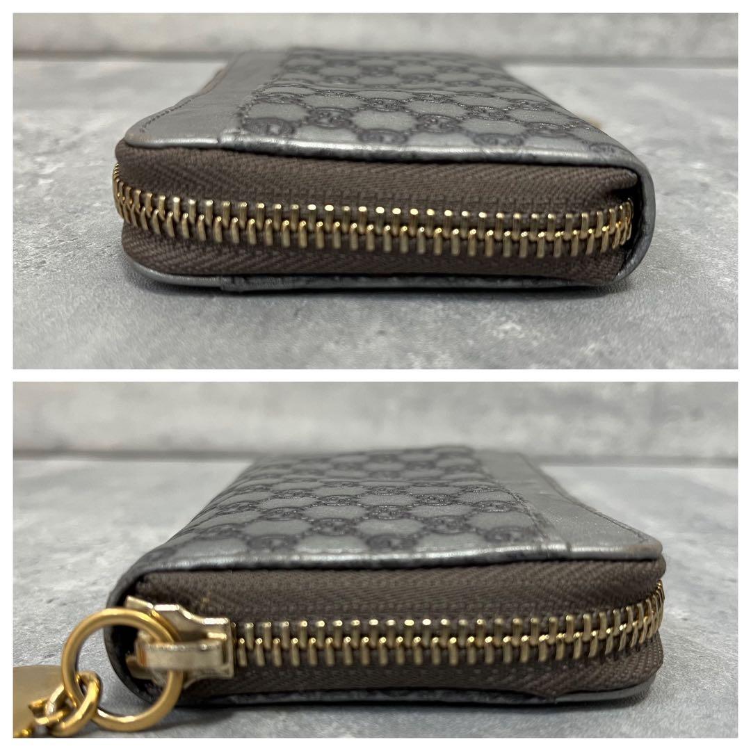 極美品✨ GUCCI ミニ 財布 ラウンドファスナー マイクロシマ レザー