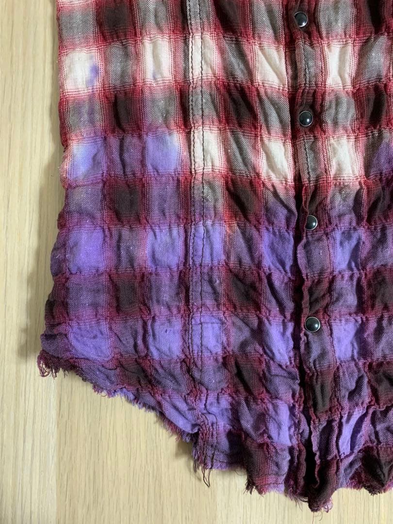 L.G.B. グラデーション チェックシャツ シワ加工 shirt 00s