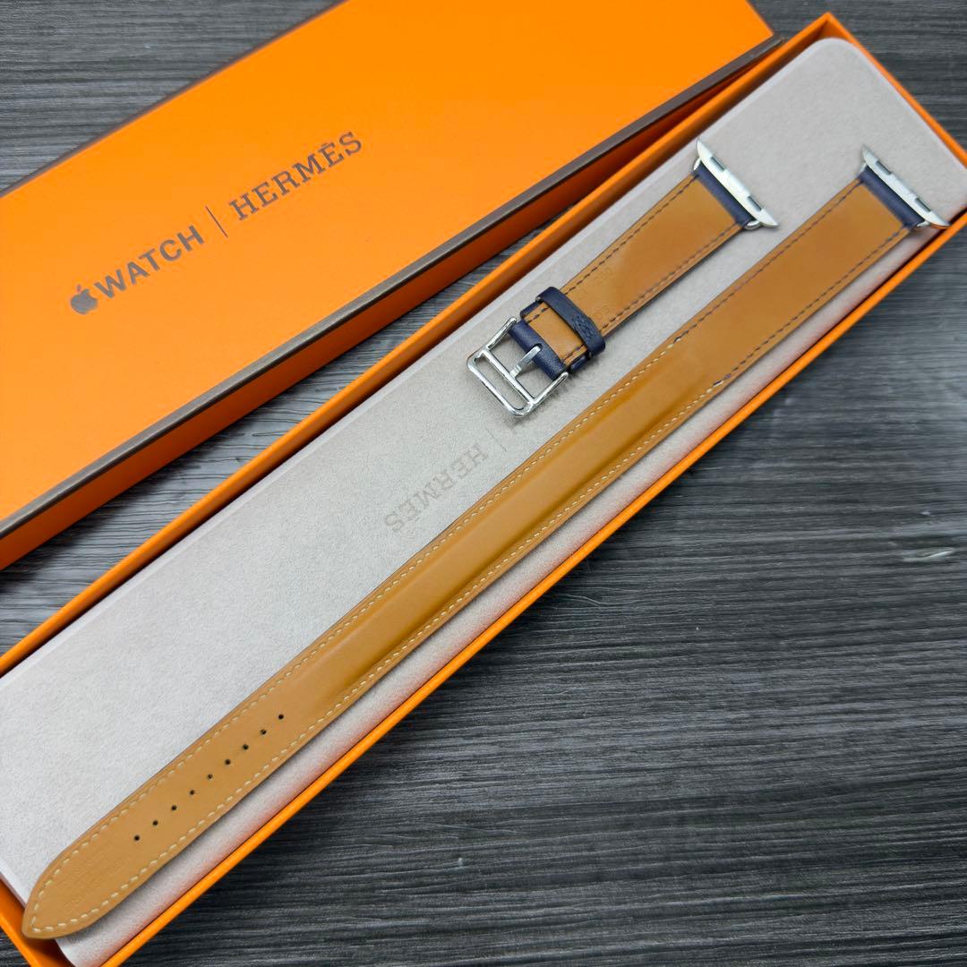 2926 Apple Watch エルメス　ブルー　ロープ柄　ドゥブルトゥール