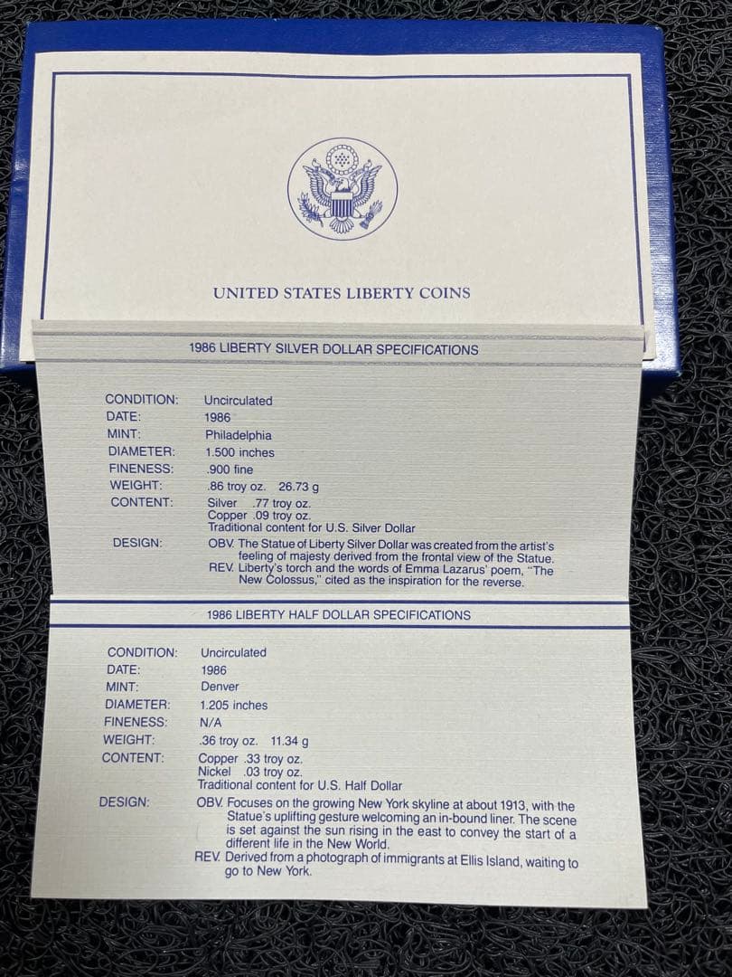 1986年 アメリカ 自由の女神 リバティ 2種セット100周年記念