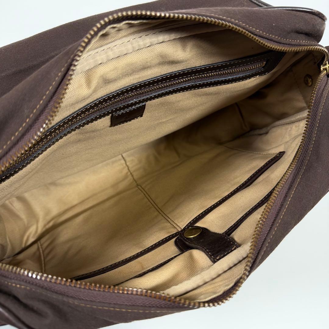 【美品】土屋鞄　ショルダーバッグ　タブラ　ターンロック　ダークブラウン　メンズ