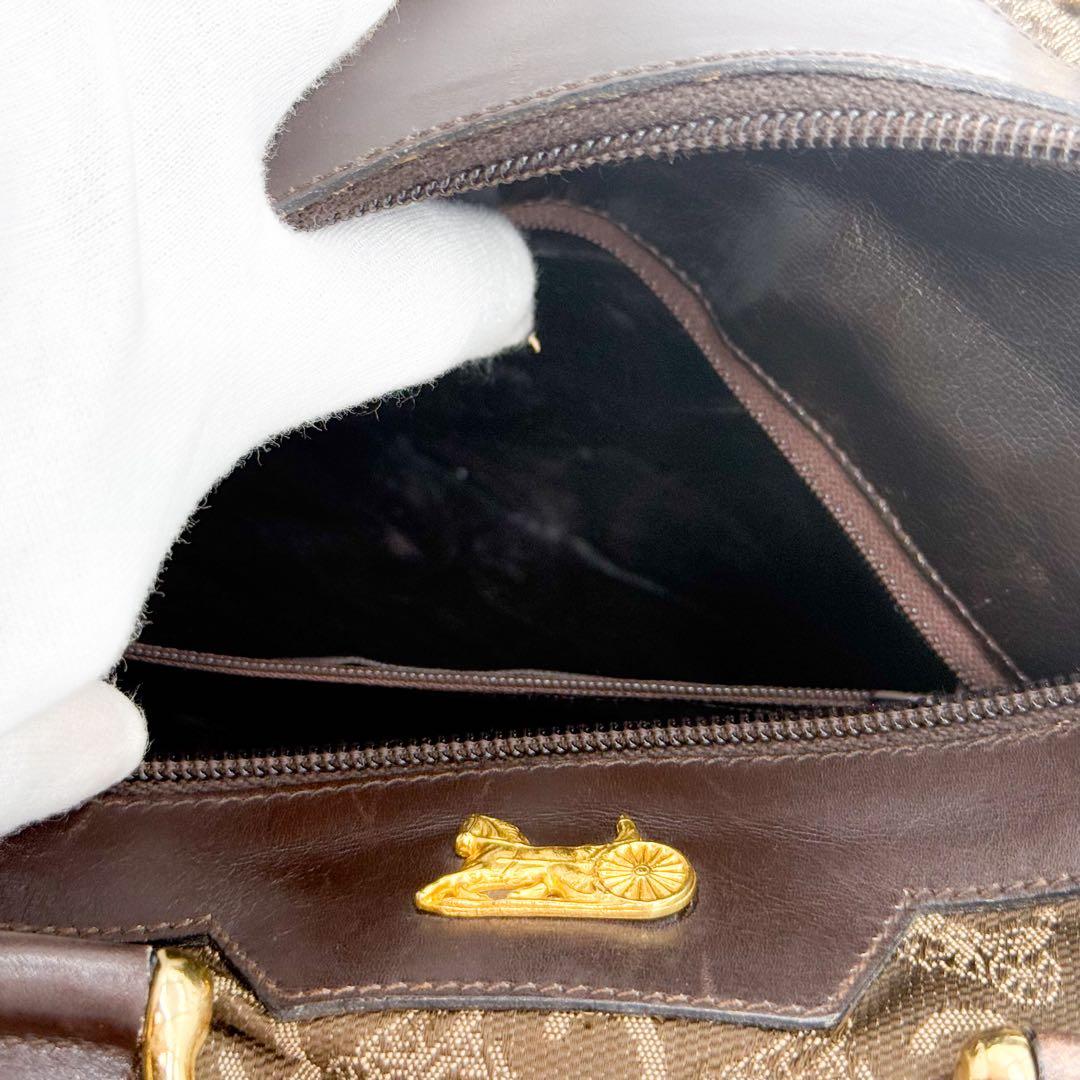 CELINE ミニボストンハンドバッグ Cマカダム 馬車金具