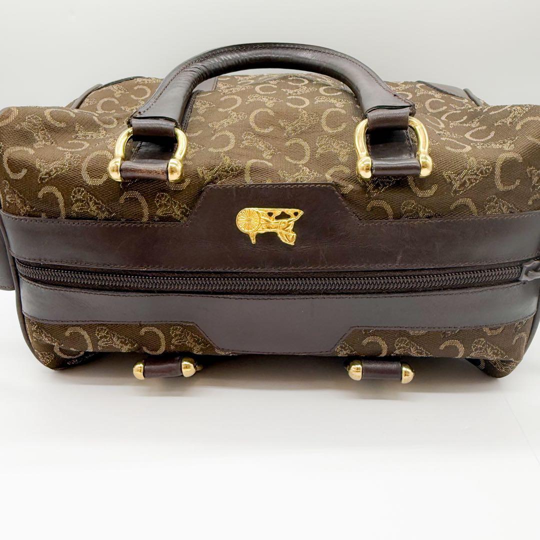 CELINE ミニボストンハンドバッグ Cマカダム 馬車金具
