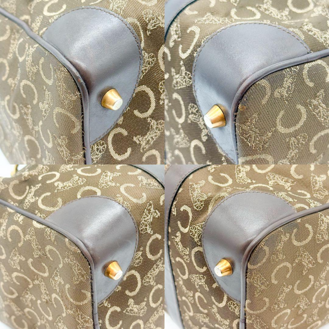 CELINE ミニボストンハンドバッグ Cマカダム 馬車金具