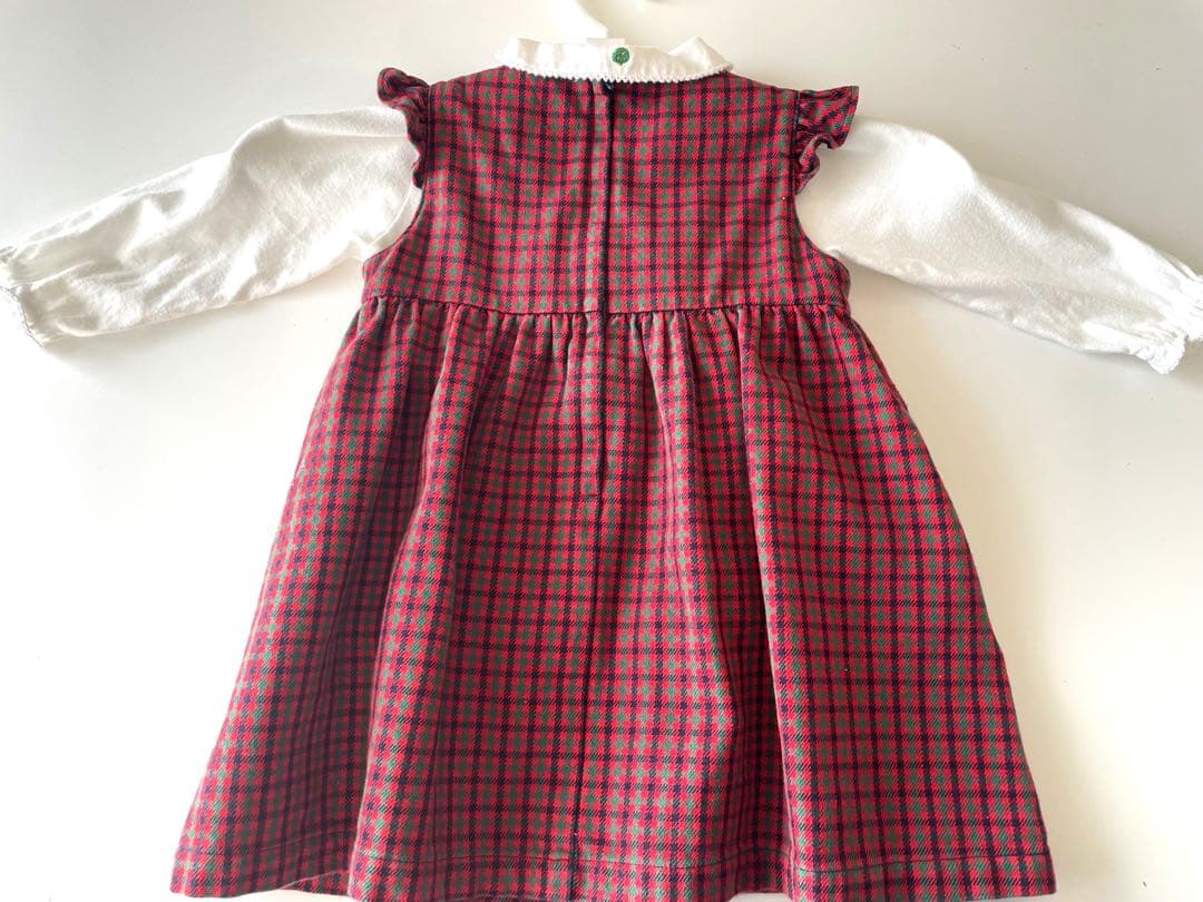 ファミリア　ブラウス•ワンピース•カーディガン　3点セット　赤色　　90-100