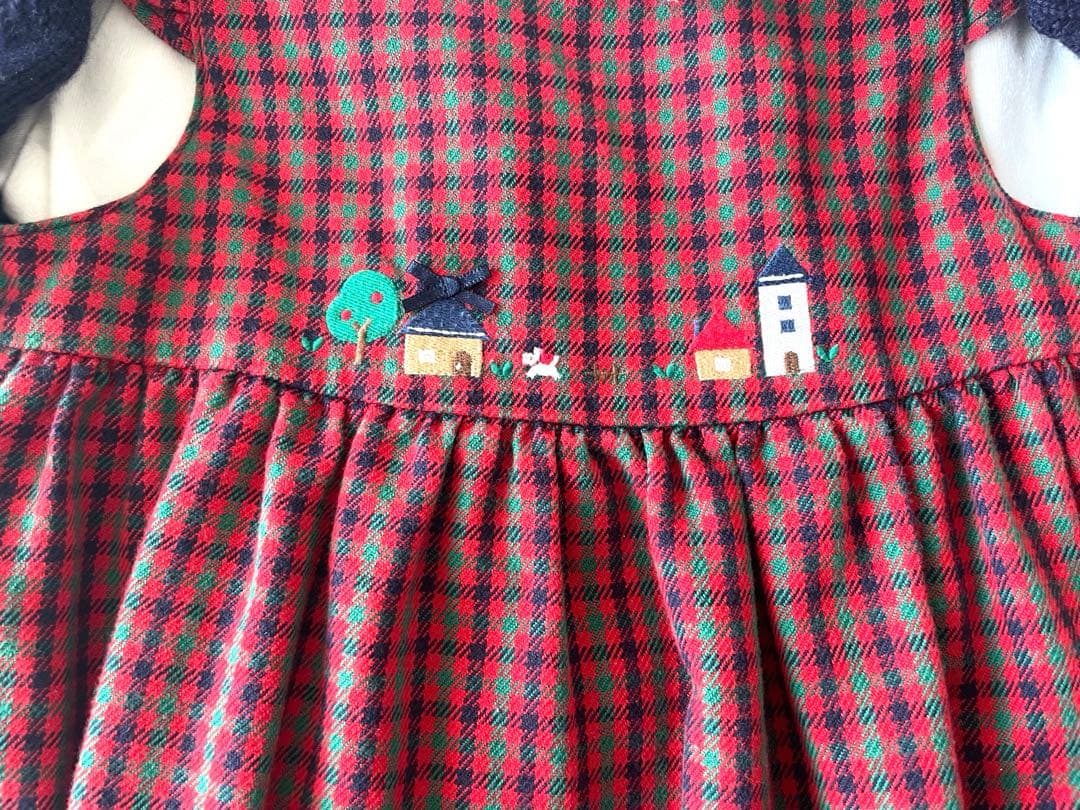 ファミリア　ブラウス•ワンピース•カーディガン　3点セット　赤色　　90-100