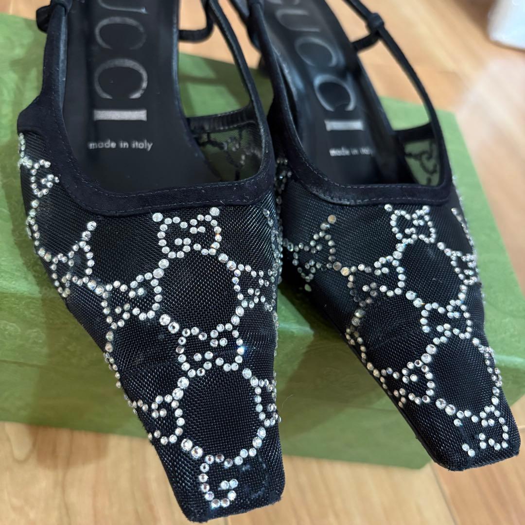 GUCCI GG クリスタル スリングバック パンプス