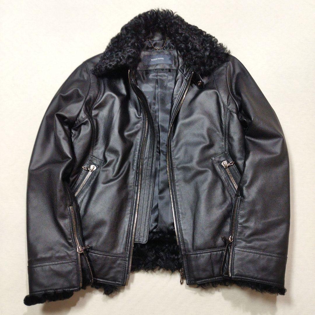 MANIAC WORKS　リアルファーラムレザーライダースジャケット　黒　M