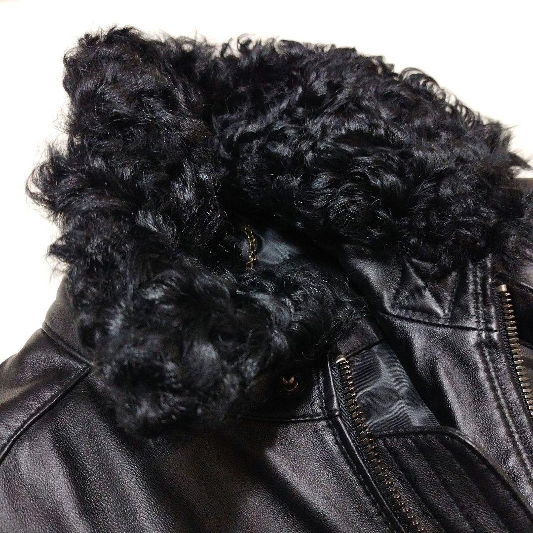 MANIAC WORKS　リアルファーラムレザーライダースジャケット　黒　M