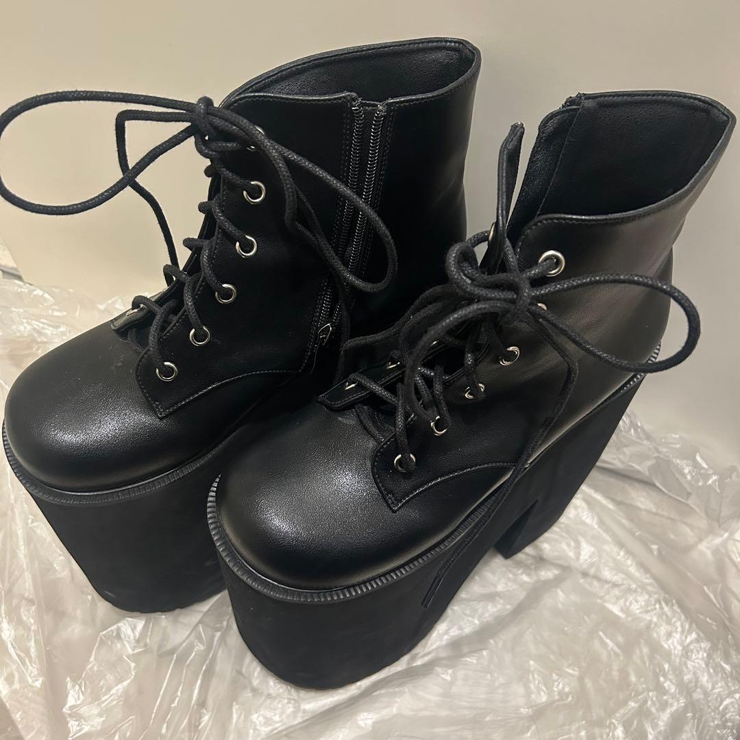 ブラック 厚底ブーツ 約20cmヒール