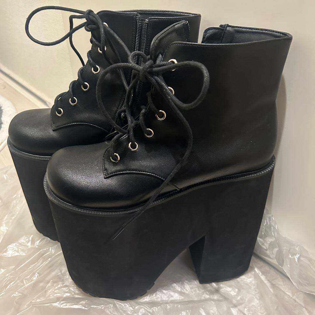 ブラック 厚底ブーツ 約20cmヒール