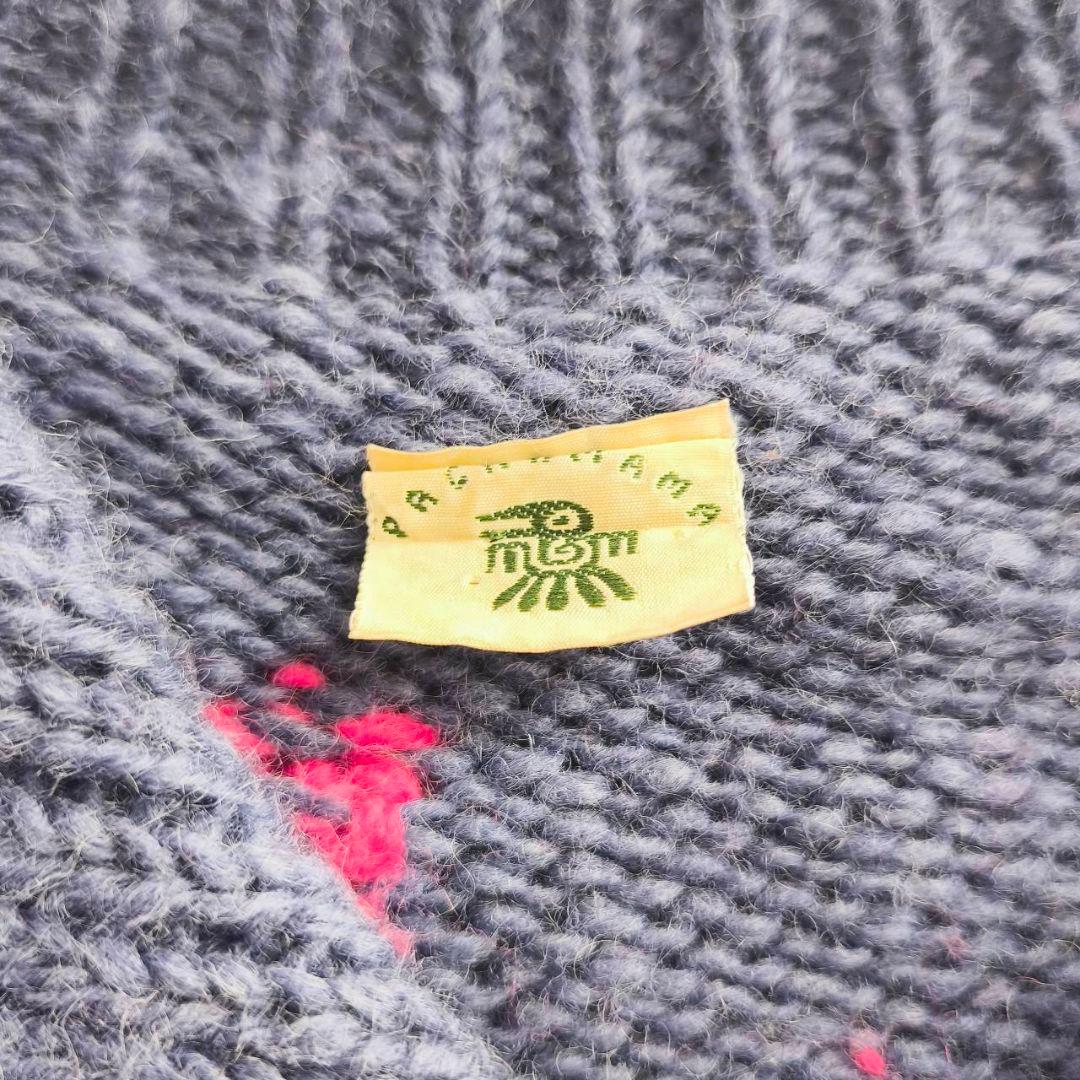 希少柄！エクアドル製 ハンドニット ハート柄 カーディガン ローゲージ　B12