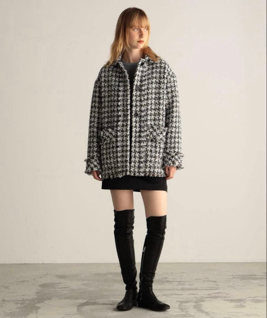 BACCA ハウンドトゥースツイード ワーカーズジャケット
