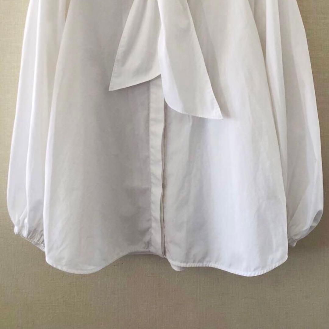 Yori◆ ビッグリボン パフスリーブ バルーン袖シャツ ブラウス 日本製 36