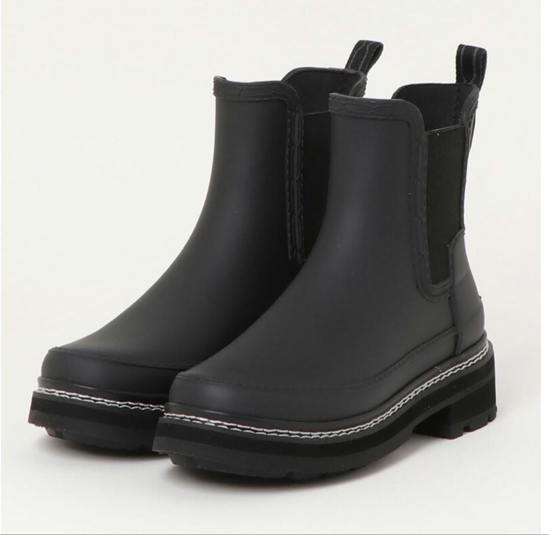 専用！HUNTER ブラック チェルシー ステッチ サイドゴア ブーツ 24cm
