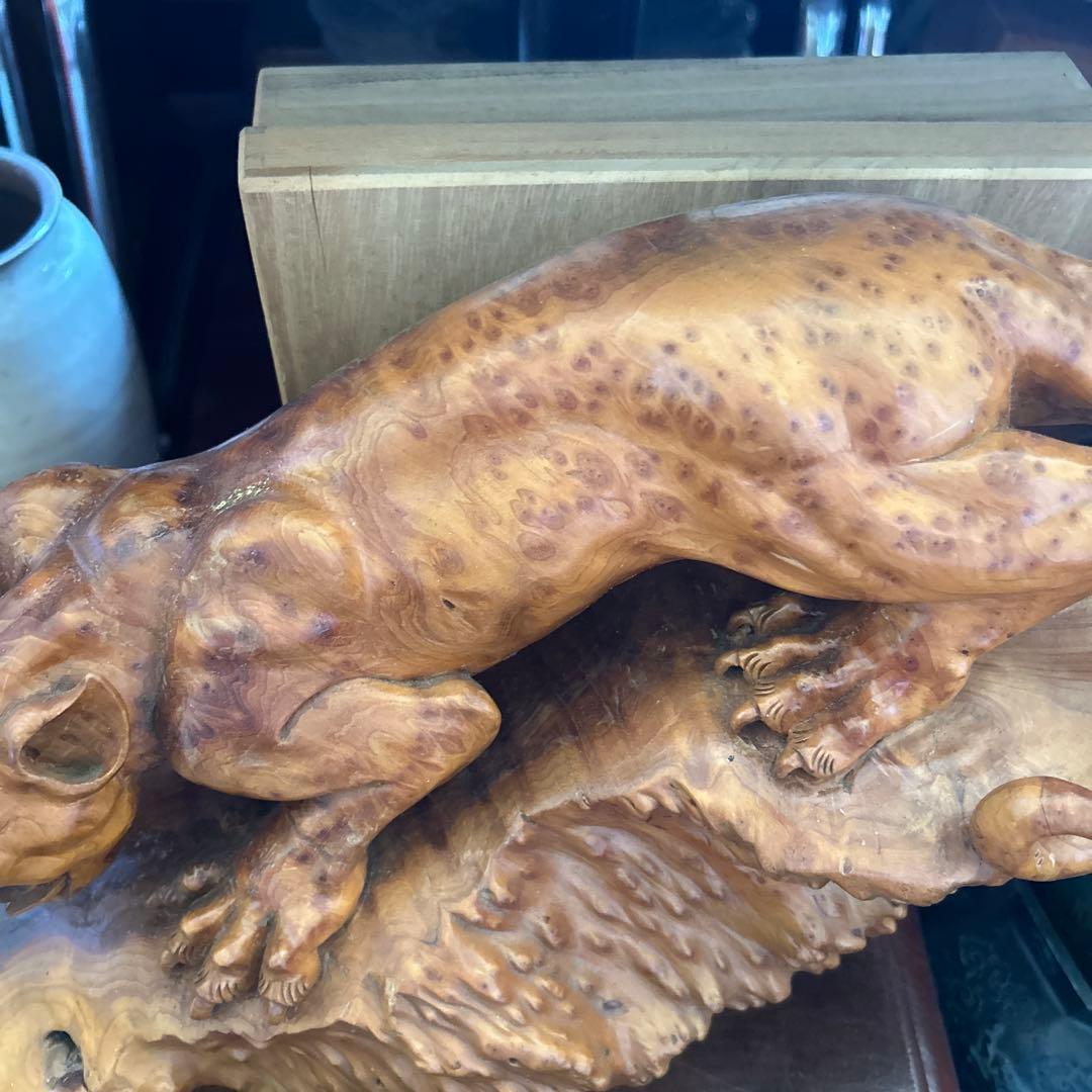 木製動物彫刻 約30cm 茶色