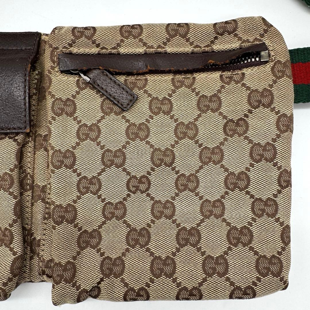 GUCCI ボディバッグ ウエストポーチ GG キャンバス ブラウン