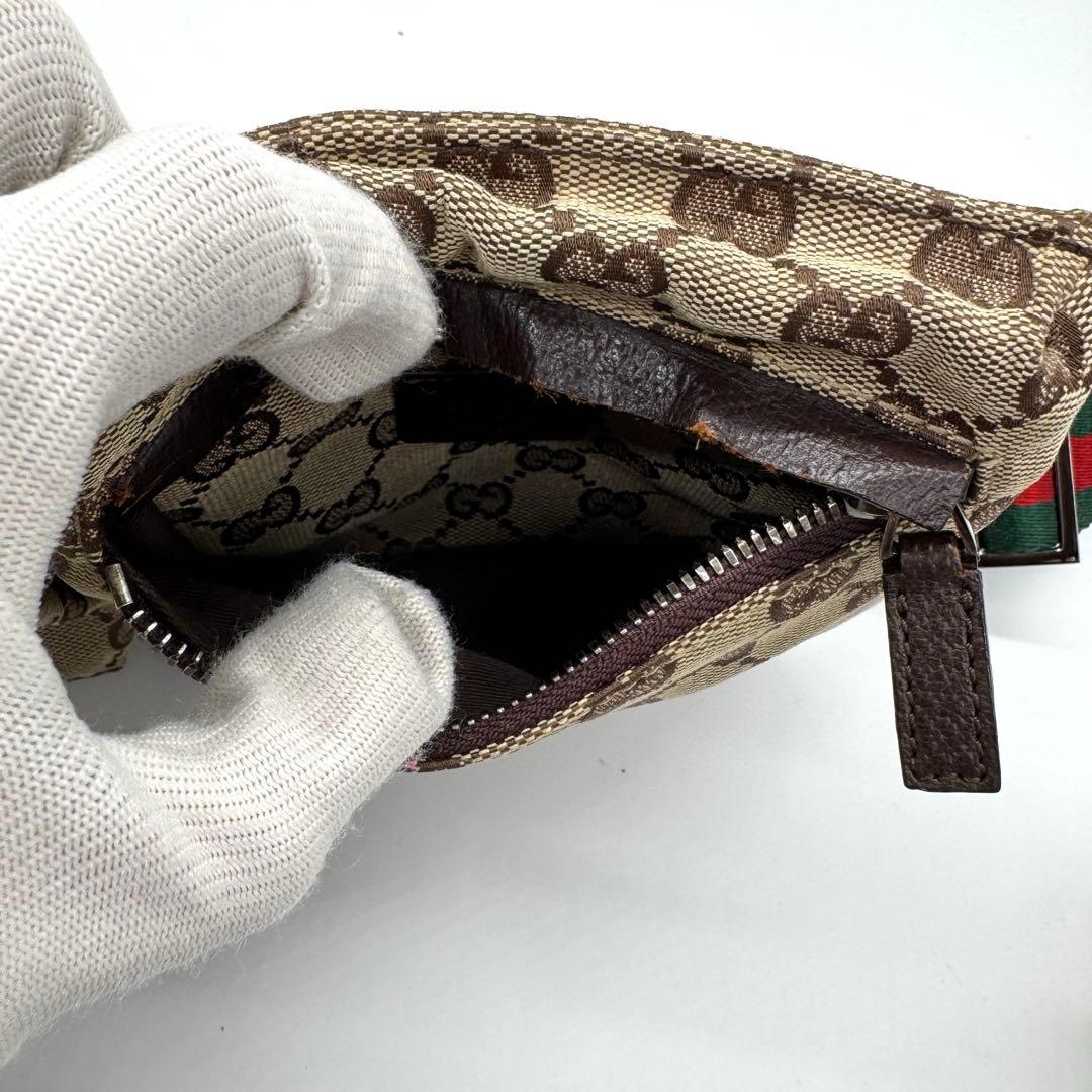 GUCCI ボディバッグ ウエストポーチ GG キャンバス ブラウン