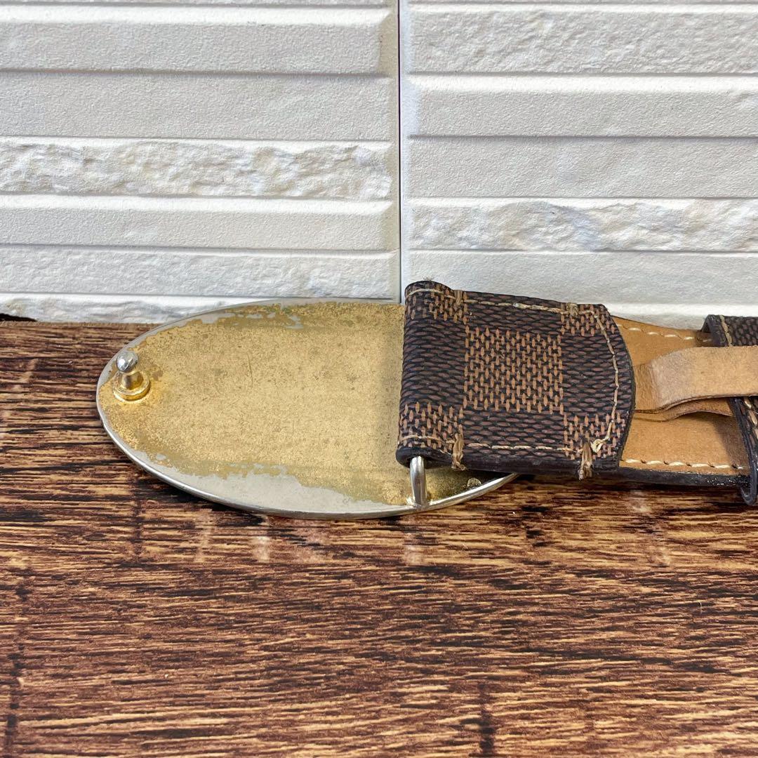 ルイヴィトン ダミエ レザー ゴールド金具 バックル ベルト ブラウン 茶色