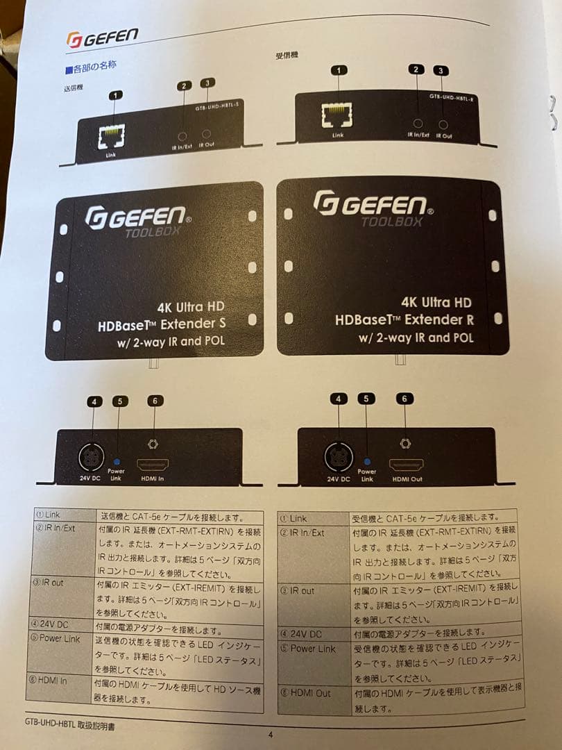 残り2台 未使用品 GEFEN 4K UHD HDBaseT HDMI 延長器