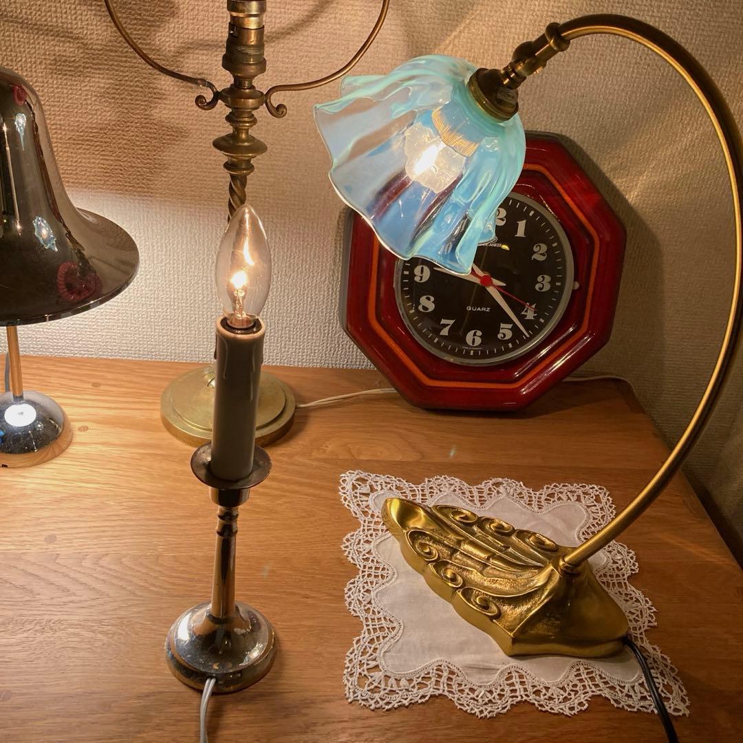 （専用）ブルーウラン　ランプスタンド　アンティークガラス　イギリス