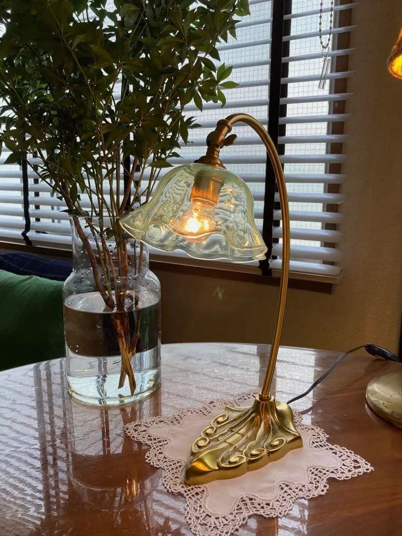 （専用）ブルーウラン　ランプスタンド　アンティークガラス　イギリス