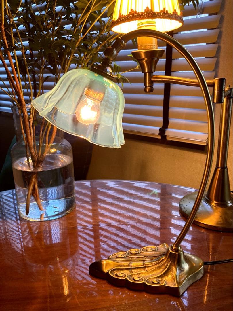 （専用）ブルーウラン　ランプスタンド　アンティークガラス　イギリス