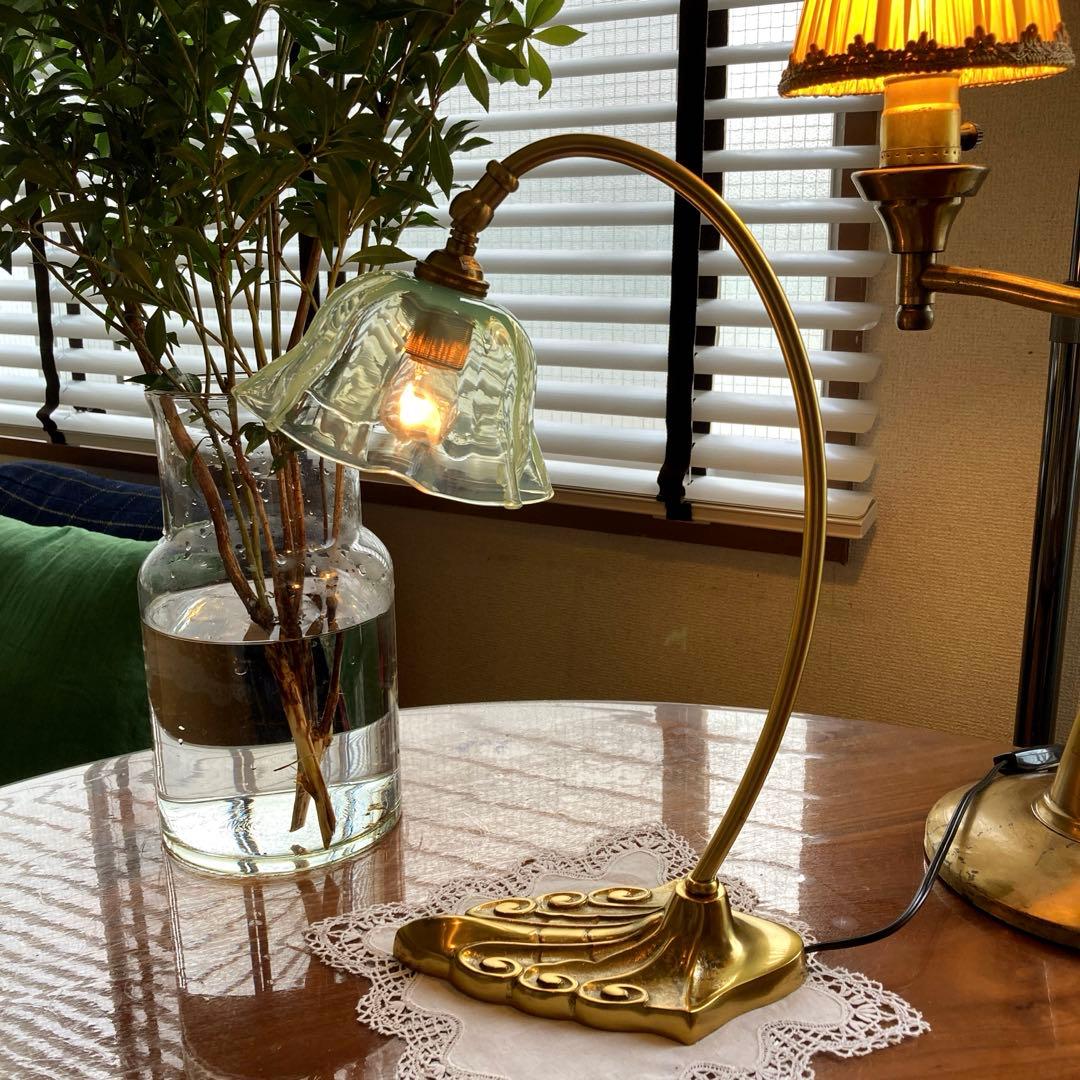 （専用）ブルーウラン　ランプスタンド　アンティークガラス　イギリス