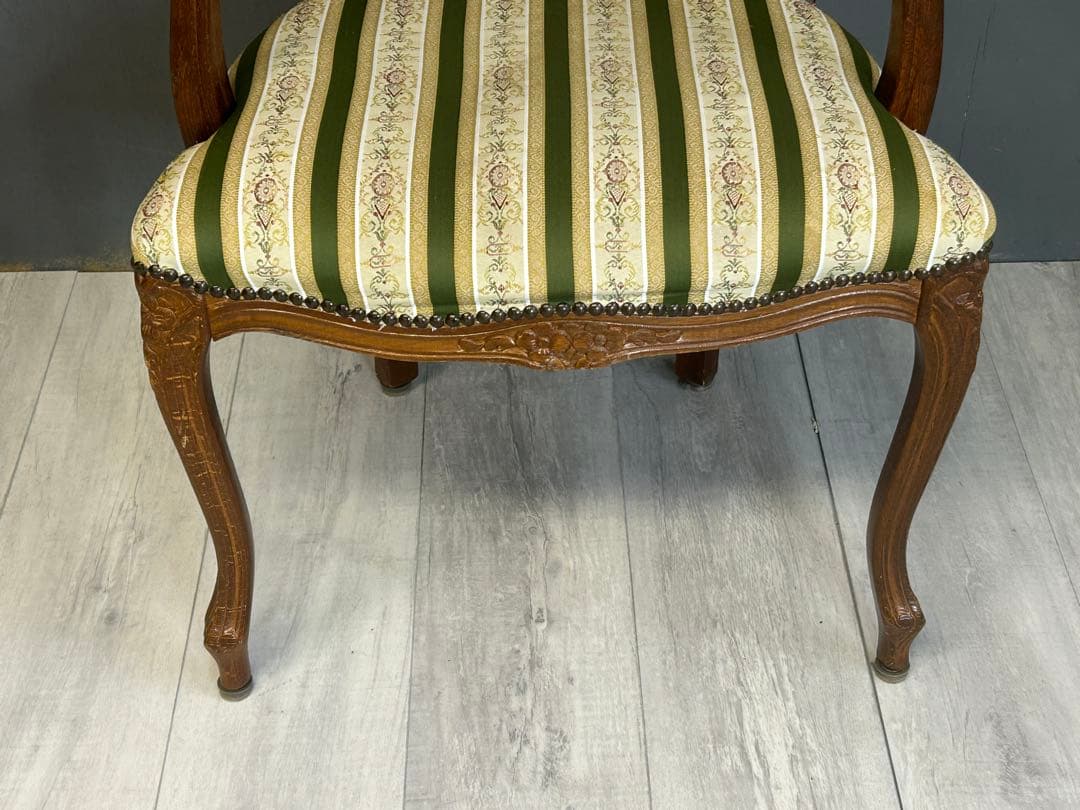 がんも　ストライプ　アームチェア　ソファ　ロココ調　イタリア　YZ