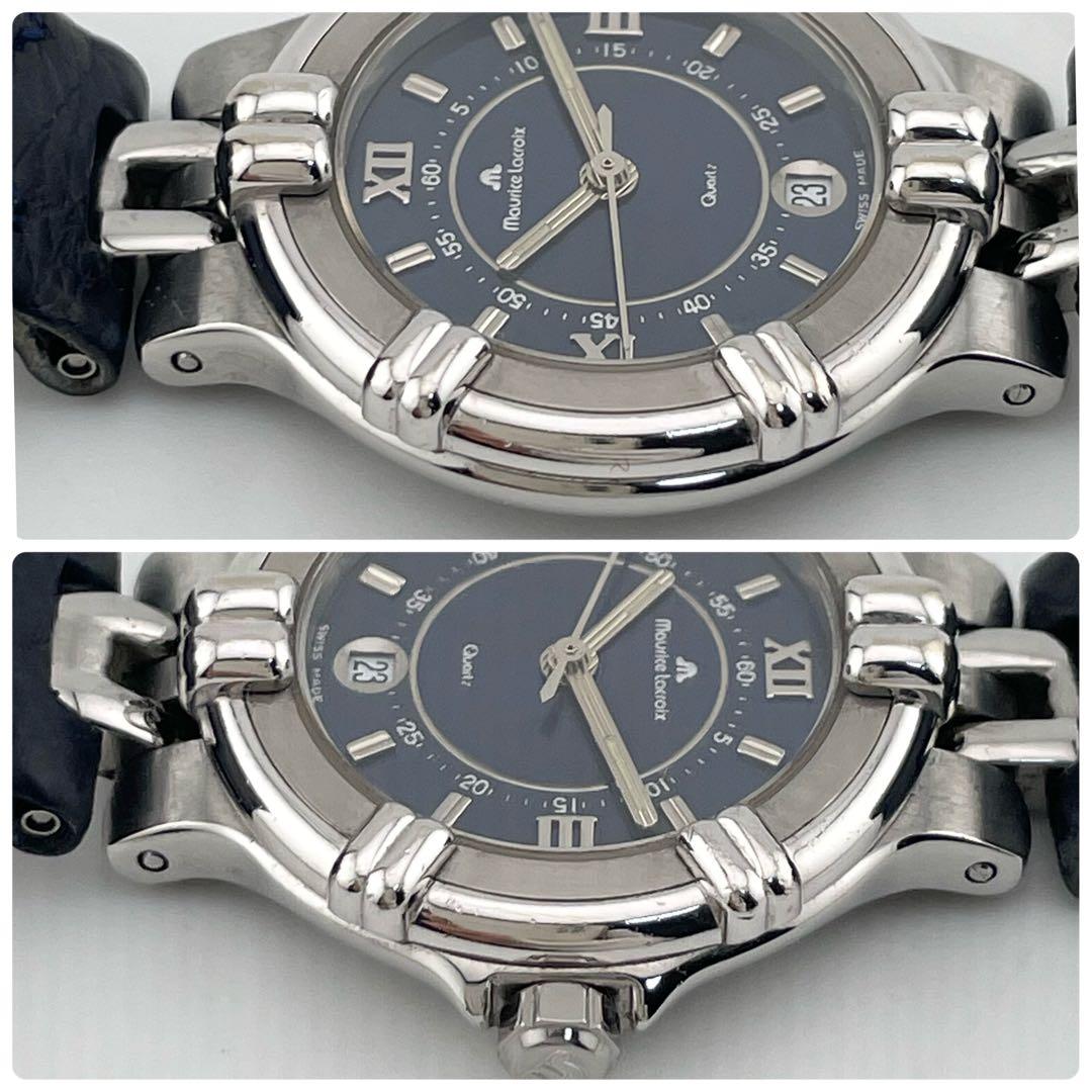 【稼働】モーリスラクロア　カリプソ　デイト　腕時計　青文字盤　ローマン　純正